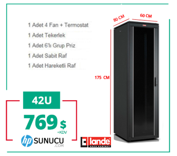 42U 600x800x2053mm Lande DYNAmic Dikili Tip Rack Server Kabinet (PDDM4268)