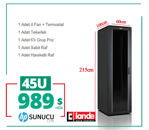 45U 600x1000x2187mm Lande DYNAmic Dikili Tip Rack Server Kabinet (PDDM4561)
