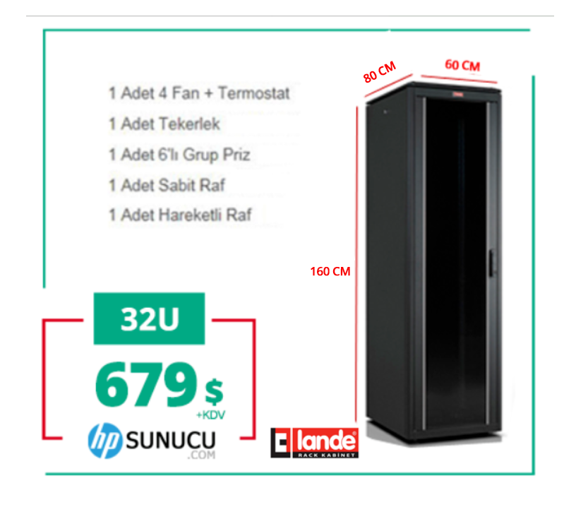 32U 600x800x1609mm Lande DYNAmic Dikili Tip Rack Server Kabinet (PDDM3268)